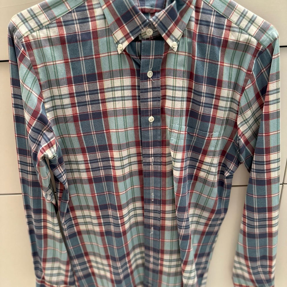 R Derwin Men's Plaid Button-Down Shirt - Blue, Red, and White